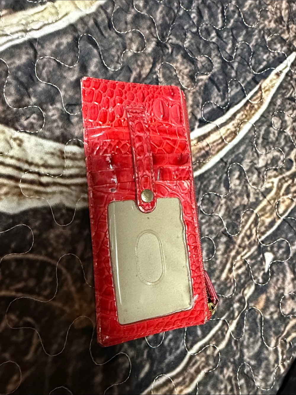 Brahmin Red Faux-Croc Croc Card Holder Phone Wallet with ID Window
